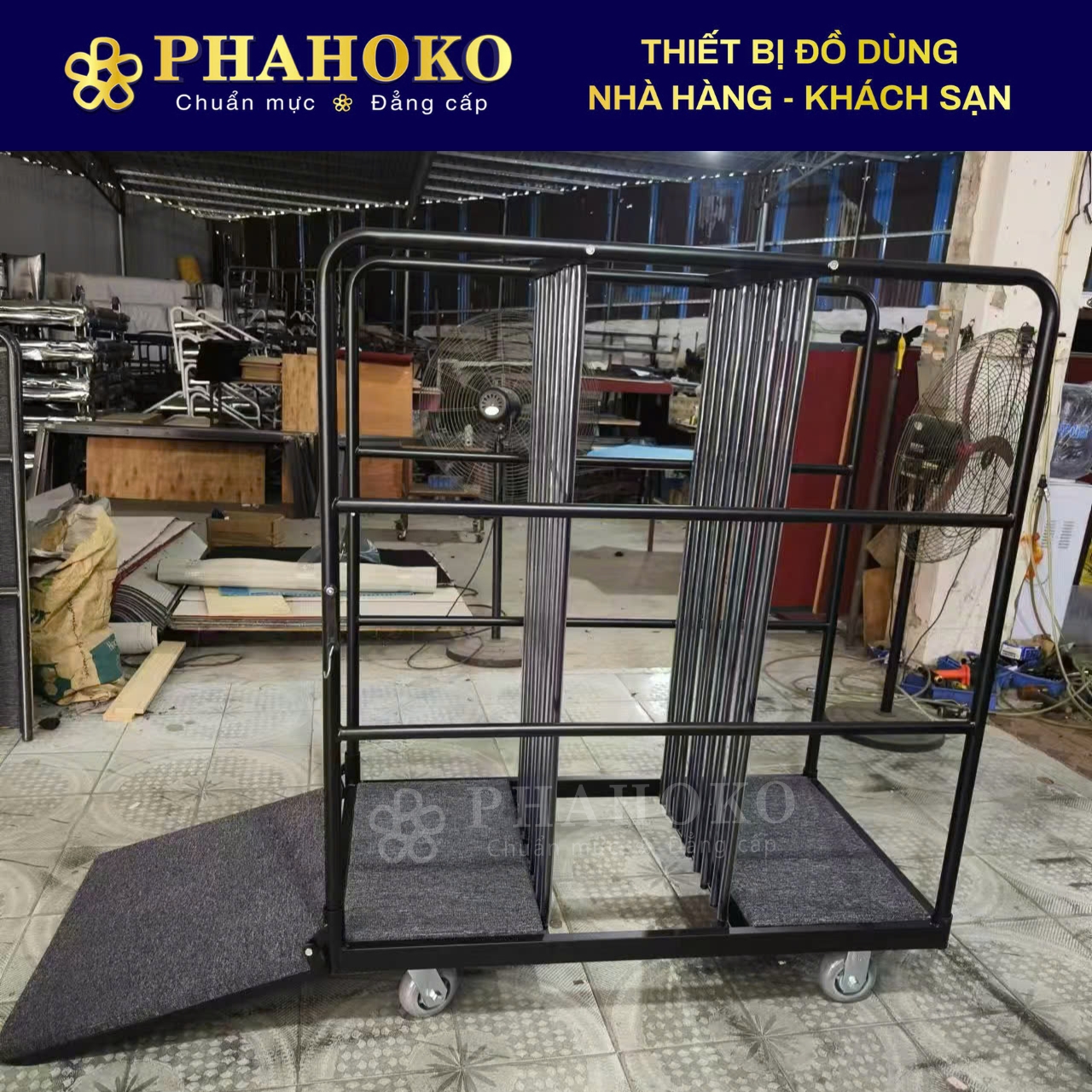 xe đẩy kính mâm xoay phahoko