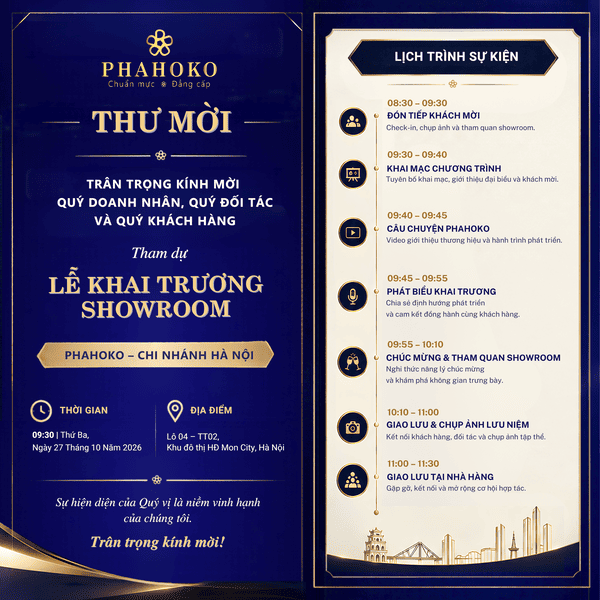 Thiệp mời Khai trương Showroom Phahoko Hà Nội