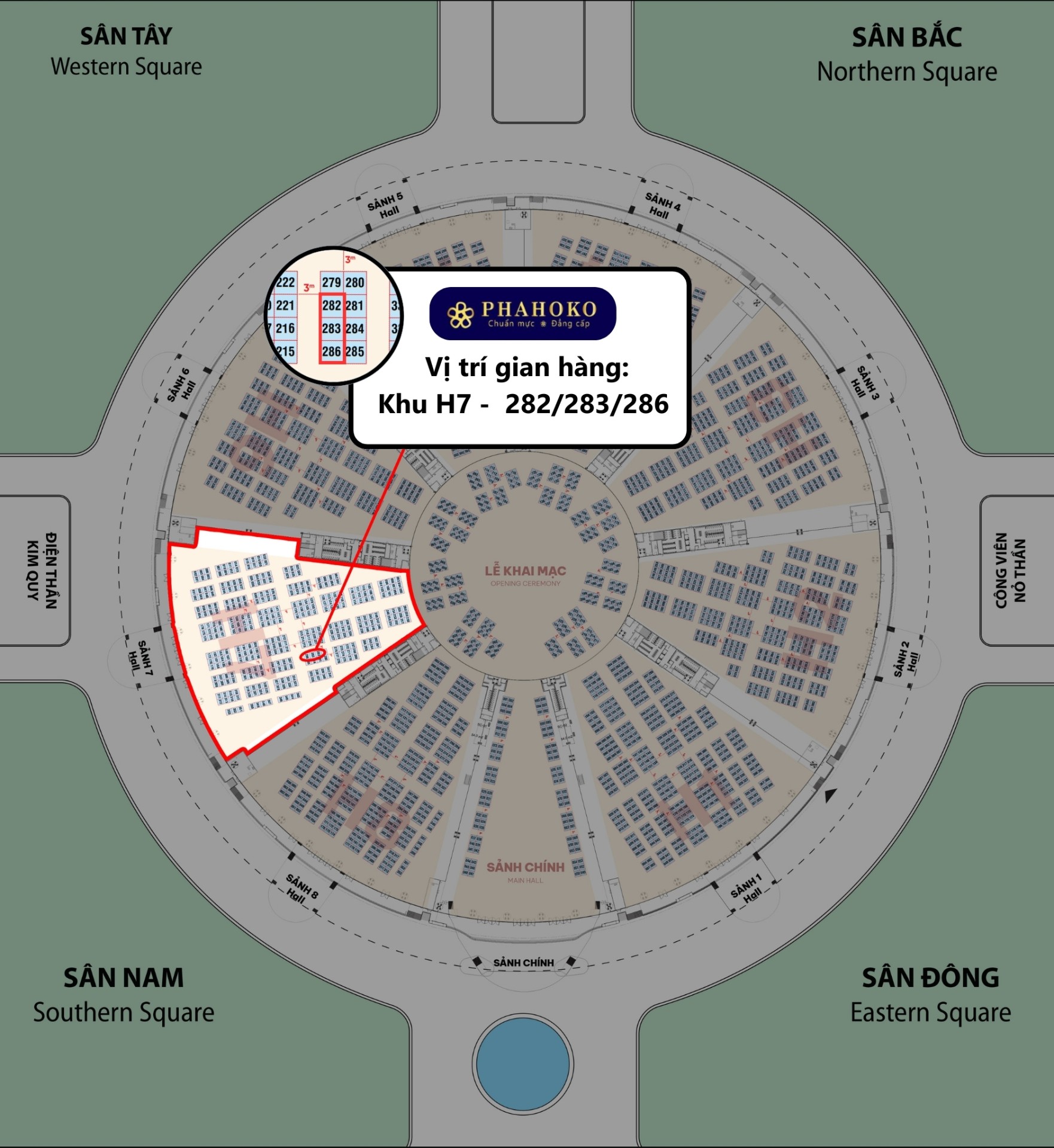 Vị trí gian hàng Khu H7 282283286